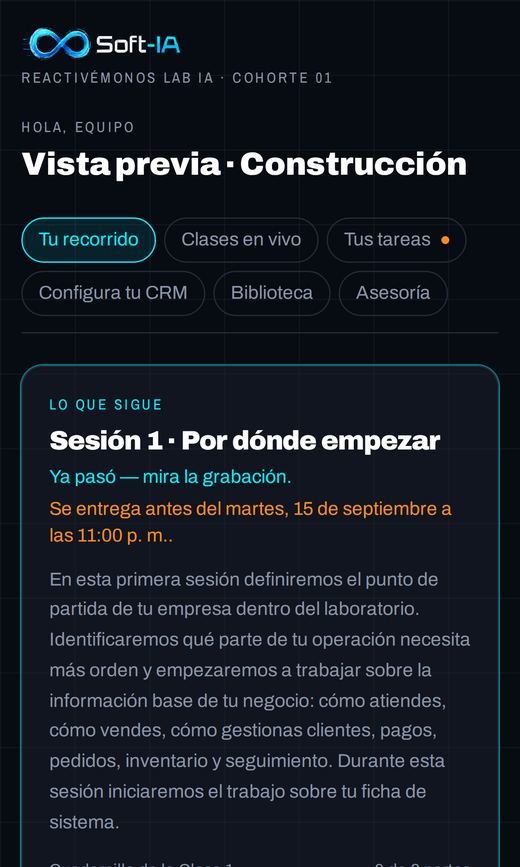 El mismo espacio abierto en un teléfono